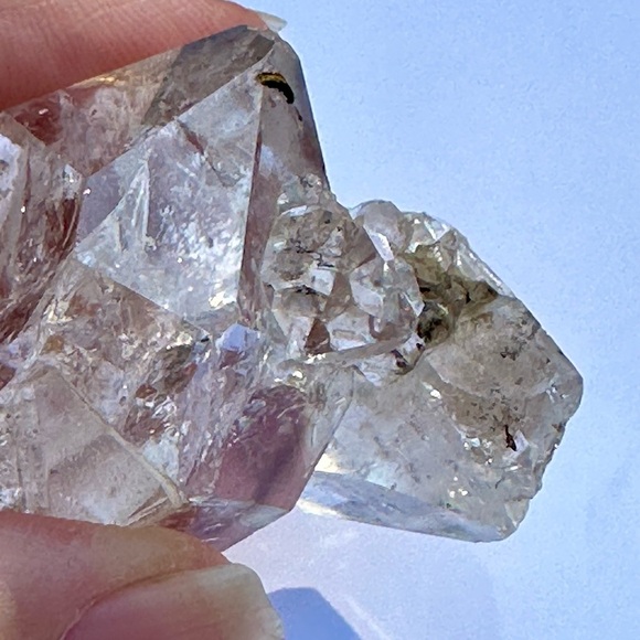 Lg Herkimer diamond twin multiple DT rainbow Rutilated recordkeeper self healing - Picture 9 of 15